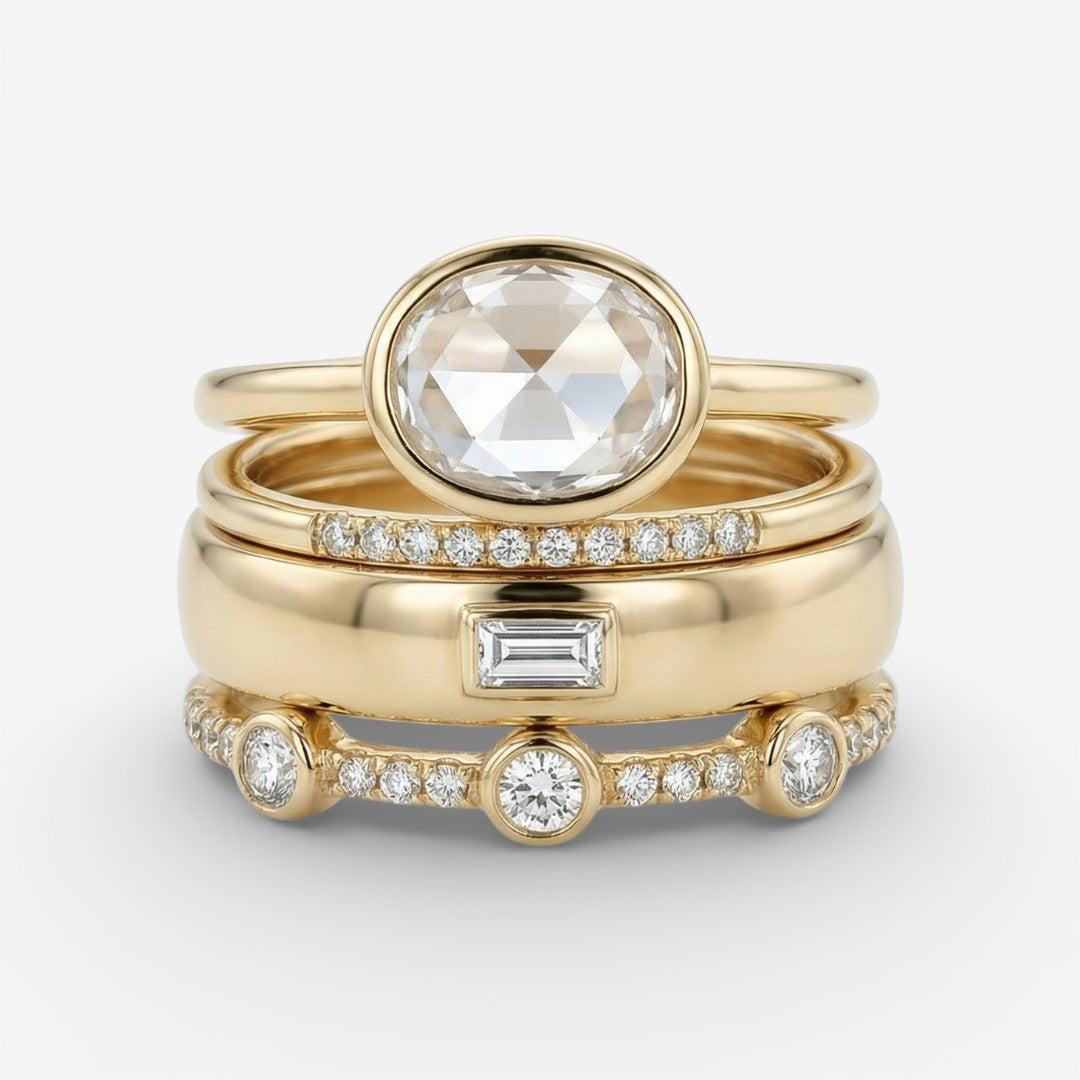 Zsófia – Vintage stílusú arany és cirkónia gyűrűszett